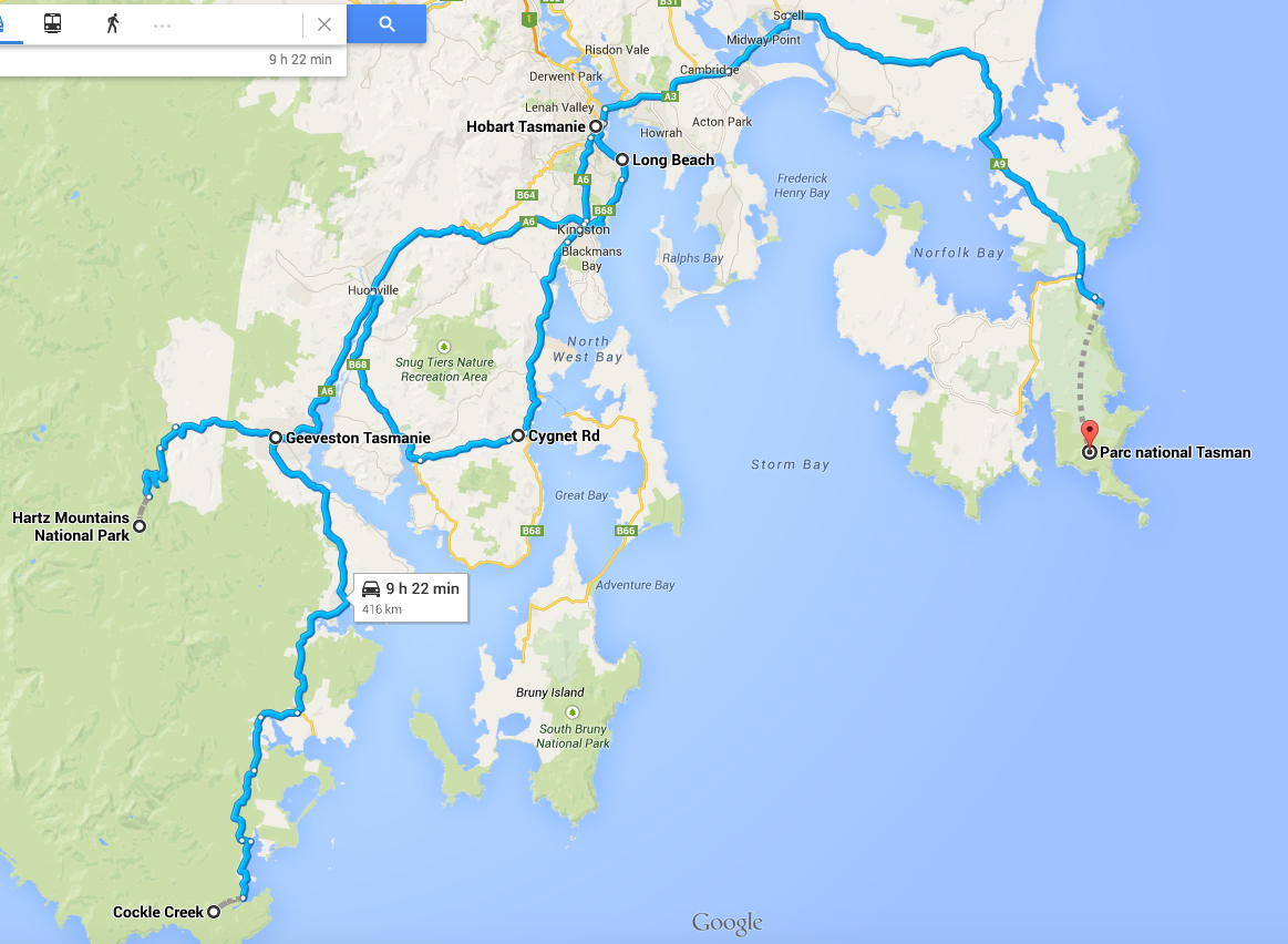 itinéraire hobart tasmanie