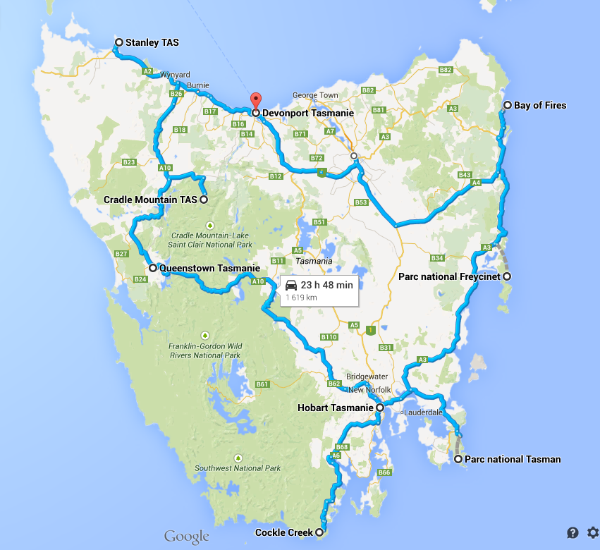 itinéraire tasmanie